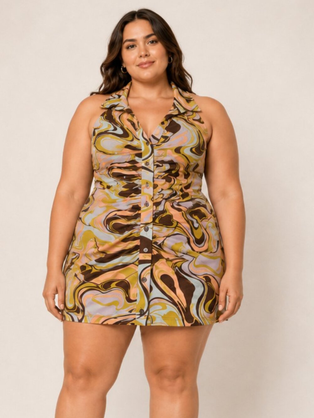 Rue21 retro-inspired Multicolored Swirl Halter Bodycon Mini Dress